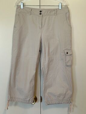 Light Taupe Cargo Capri Pants